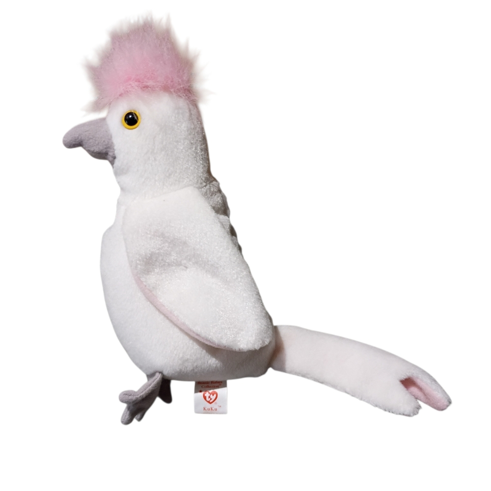 EUC Ty Beanie Buddies KuKu 8" Cockatoo Plush White Pink Stuffed Animal - Picture 5 of 8